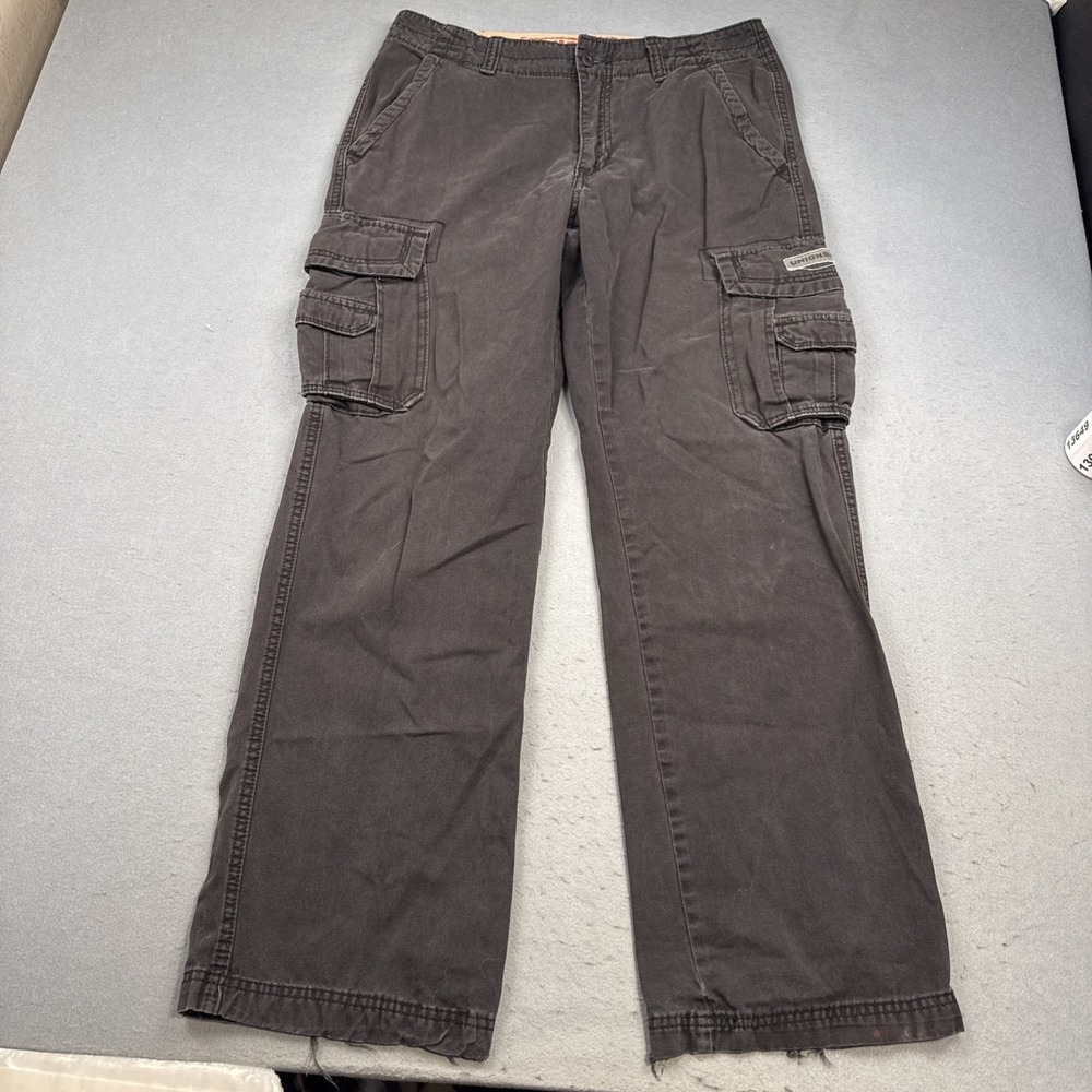 Unionbay‎ Mens  34/34 BLACK Cargo Pants Cotton Straight Leg Utility Trousers Y2K